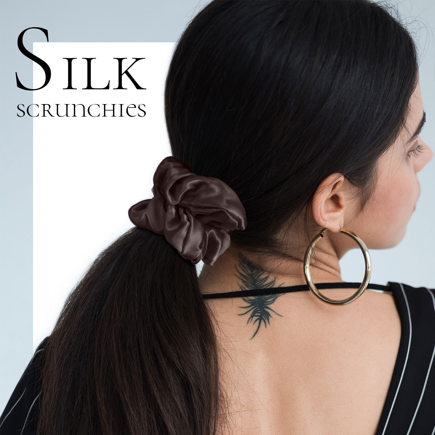 100% Silk Scrunchies  (Chocolate)