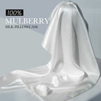 Pure White Fabric	Pure white mulberry silk draped in sculptural form — 100% mulberry silk pillowcase.